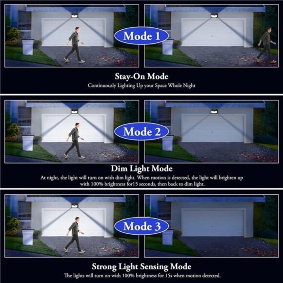 Solar Outdoor Wall Lights Motion Sensor Security 2 Pack Waterproof Bright - Picture 3 of 7